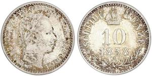 10 Kreuzer Kaisertum Österreich (1804-1867) Silber Franz Joseph I (1830 - 1916)