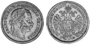 10 Kreuzer Österreich-Ungarn (1867-1918) Silber Franz Joseph I (1830 - 1916)