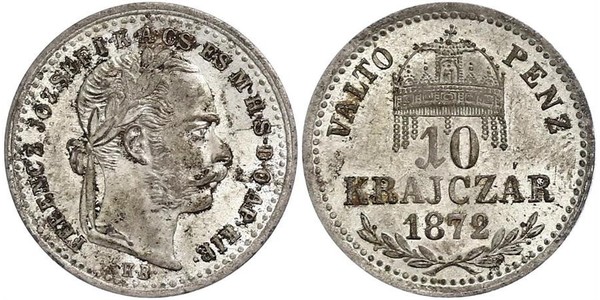 10 Kreuzer Austria-Hungary (1867-1918) Silver Franz Joseph I (1830 - 1916)