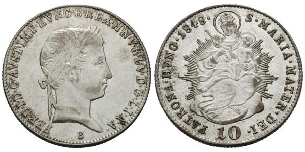 10 Kreuzer 匈牙利王国  Ferdinand I of Austria (1793 - 1875)