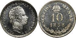 10 Kreuzer 奧地利帝國 (1804 - 1867) 銀 弗朗茨·约瑟夫一世 (1830 - 1916)