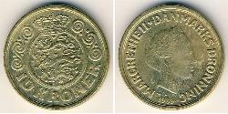 10 Krone Danimarca Alluminio/Bronzo Margherita II di Danimarca (1940-)