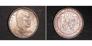 10 Krone Tchécoslovaquie  (1918-1992) Argent 