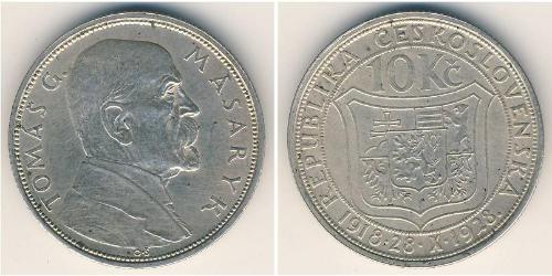 10 Krone Tchécoslovaquie  (1918-1992) Argent 