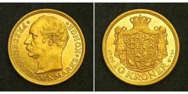 10 Krone Denmark Gold Frederick VIII of Denmark (1843 - 1912)