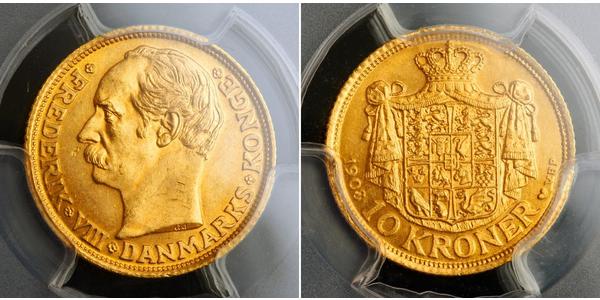 10 Krone Denmark Gold Frederick VIII of Denmark (1843 - 1912)