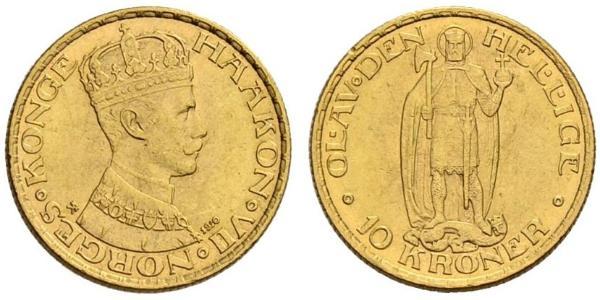 10 Krone Norway Gold Haakon VII of Norway (1872 - 1957)