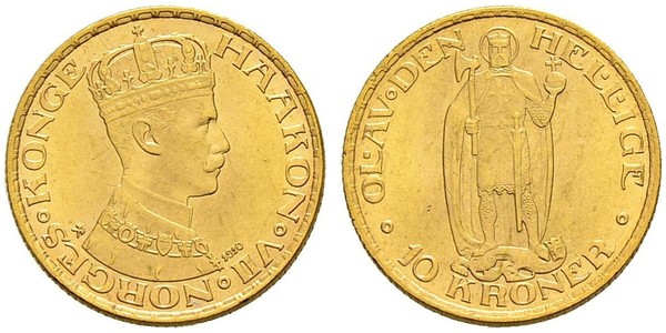 10 Krone Norway Gold Haakon VII of Norway (1872 - 1957)