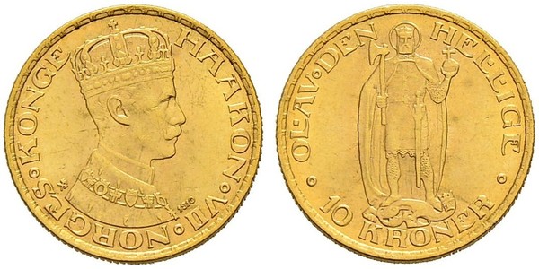 10 Krone Norway Gold Haakon VII of Norway (1872 - 1957)