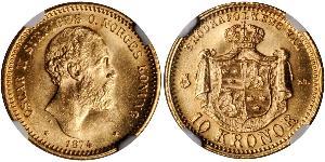 10 Krone Schweden Gold Oskar II. (Schweden) (1829-1907)