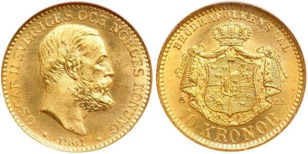 10 Krone Schweden Gold Oskar II. (Schweden) (1829-1907)