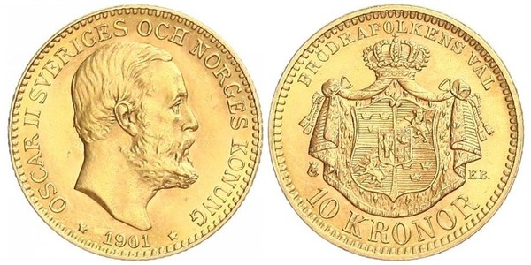 10 Krone Schweden Gold Oskar II. (Schweden) (1829-1907)