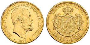 10 Krone Sweden Gold Oscar II of Sweden (1829-1907)