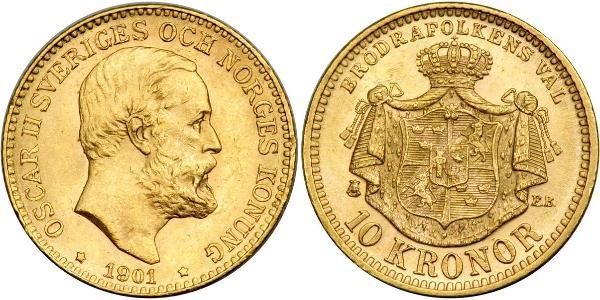 10 Krone Sweden Gold Oscar II of Sweden (1829-1907)