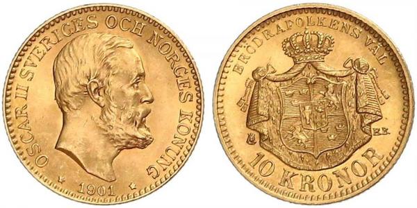 10 Krone Sweden Gold Oscar II of Sweden (1829-1907)