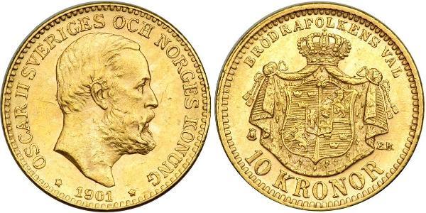 10 Krone Sweden Gold Oscar II of Sweden (1829-1907)