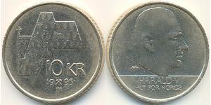 10 Krone Noruega Latón 