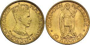 10 Krone Norvège Or Haakon VII de Norvège (1872 - 1957)