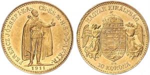 10 Krone Royaume de Hongrie (1000-1918) Or Franz Joseph I (1830 - 1916)