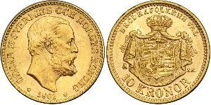 10 Krone Suède Or Oscar II de Suède (1829-1907)