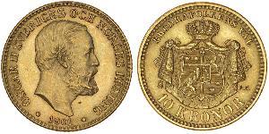 10 Krone Suède Or Oscar II de Suède (1829-1907)