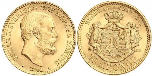 10 Krone Suède Or Oscar II de Suède (1829-1907)