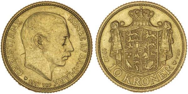 10 Krone Danimarca Oro Cristiano X di Danimarca (1870 - 1947)