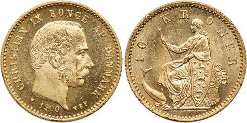 10 Krone Dinamarca Oro Christian IX de Dinamarca (1818-1906)