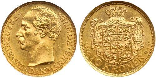 10 Krone Dinamarca Oro Federico VIII de Dinamarca (1843 - 1912)