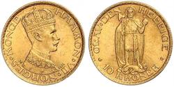 10 Krone Noruega Oro Haakon VII de Noruega (1872 - 1957)