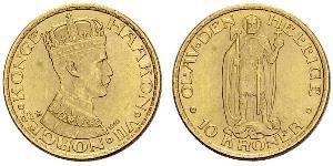 10 Krone Norvegia Oro Haakon VII di Norvegia (1872 - 1957)