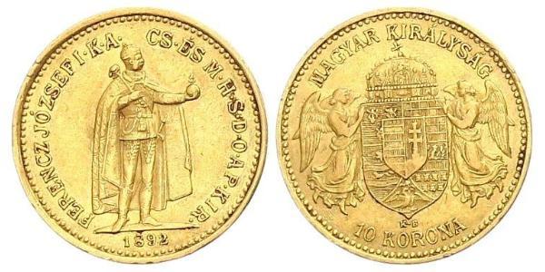 10 Krone Reino de Hungría (1000-1918) Oro Franz Joseph I (1830 - 1916)