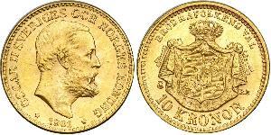 10 Krone Suecia Oro Óscar II de Suecia (1829-1907)