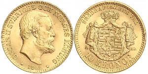 10 Krone Svezia Oro Oscar II di Svezia (1829-1907)