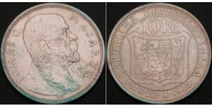 10 Krone Checoslovaquia  (1918-1992) Plata 