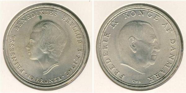 10 Krone Dänemark Silber Friedrich IX. (Dänemark) (1899 - 1972)