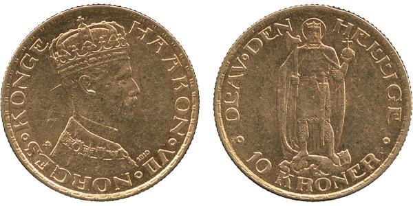 10 Krone 挪威 金 哈康七世  (1872 - 1957)