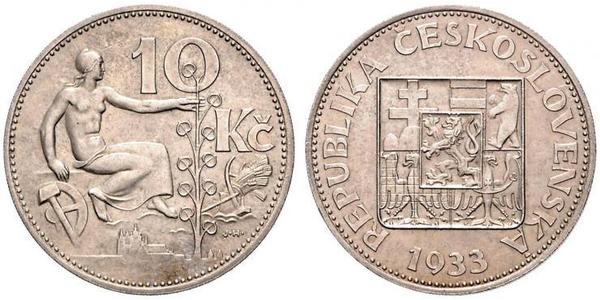 10 Krone Czechoslovakia (1918-1992) 銀 