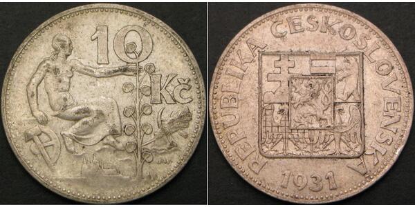 10 Krone Czechoslovakia (1918-1992) 銀 