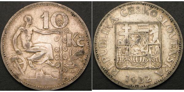 10 Krone Czechoslovakia (1918-1992) 銀 