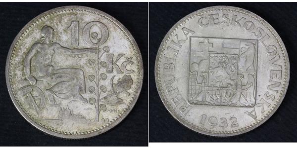 10 Krone Czechoslovakia (1918-1992) 銀 