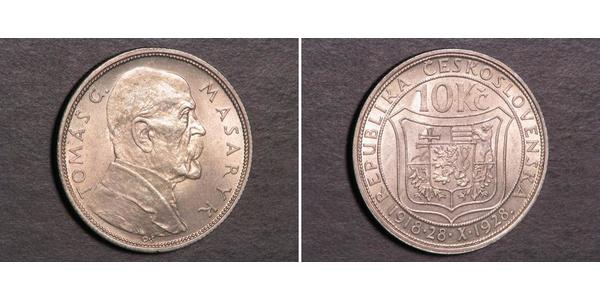 10 Krone Czechoslovakia (1918-1992) 銀 