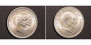 10 Krone 丹麦 銀 弗雷德里克九世 (1899 - 1972) / 瑪格麗特二世 (丹麥) (1940-)