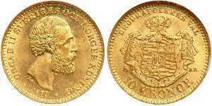 10 Krone / 10 Kronor  Suède Or Oscar II de Suède (1829-1907)