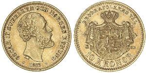 10 Krone / 10 Kronor  Suède Or Oscar II de Suède (1829-1907)