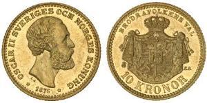 10 Krone / 10 Kronor  Suède Or Oscar II de Suède (1829-1907)