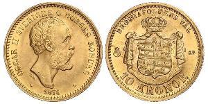 10 Krone / 10 Kronor  Suède Or Oscar II de Suède (1829-1907)