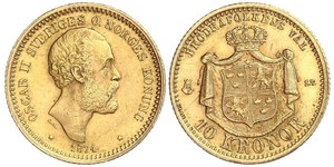 10 Krone / 10 Kronor  Svezia Oro Oscar II di Svezia (1829-1907)