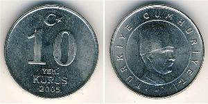 10 Kurush Turkey (1923 - ) Brass/Nickel 