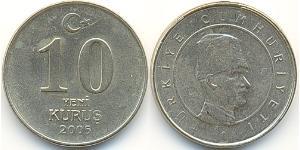 10 Kurush Turquie (1923 - ) Nickel/Laiton 